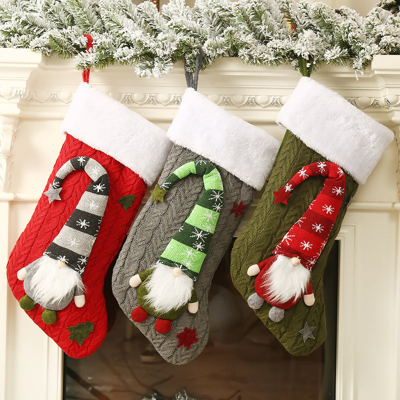 Dwarf Pattern Knitted Christmas Stocking