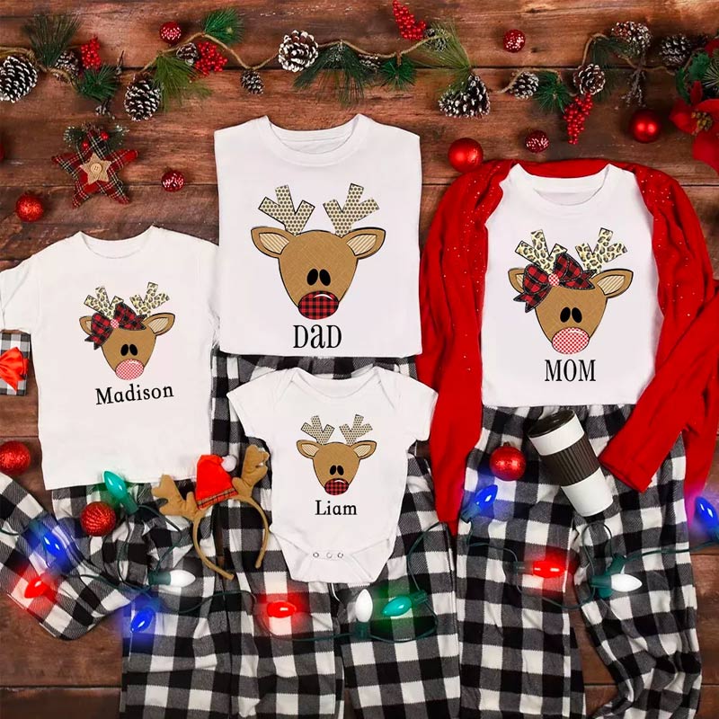 Big Nose Reindeer Christmas Family Shirt