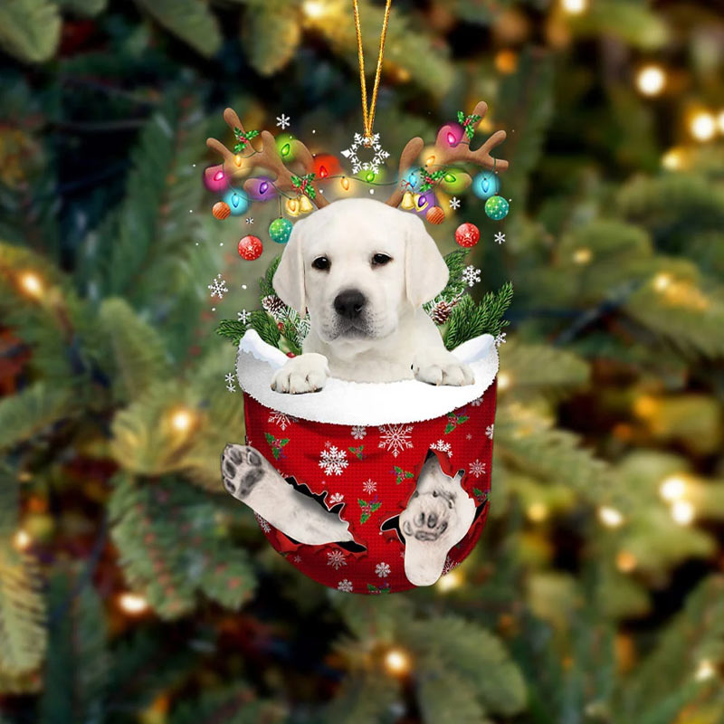 Labrador In Snow Pocket Ornament