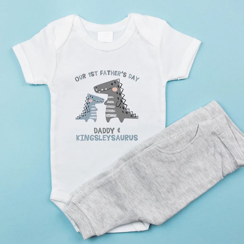 Personalised Our First Fathers Day Elephant Babygrow