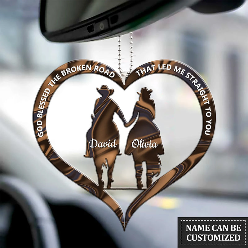 Personalized Cowboy And Cowgirl Holding Hands Ornament