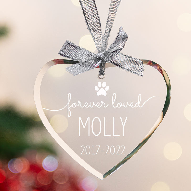 Personalized Forever Loved Dog Memorial Glass Ornament