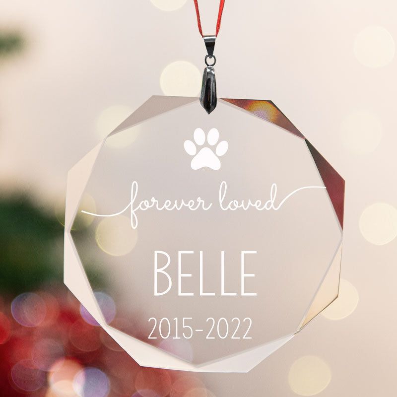 Personalized Forever Loved Dog Memorial Glass Ornament