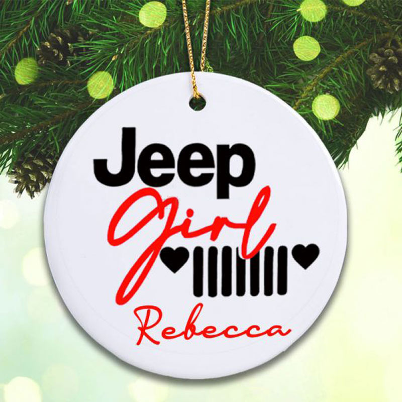 Personalized Jeep Girl Christmas Ornament