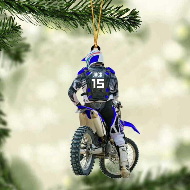 Personalized Motocross Racer Christmas Ornament