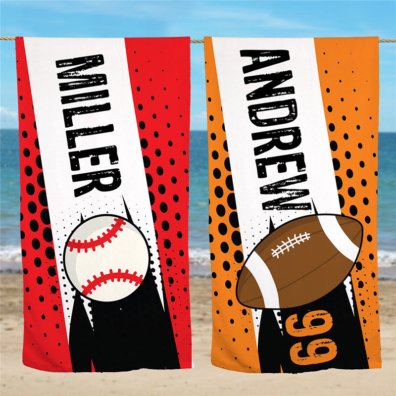 Personalized Sports Ball Beach Towel