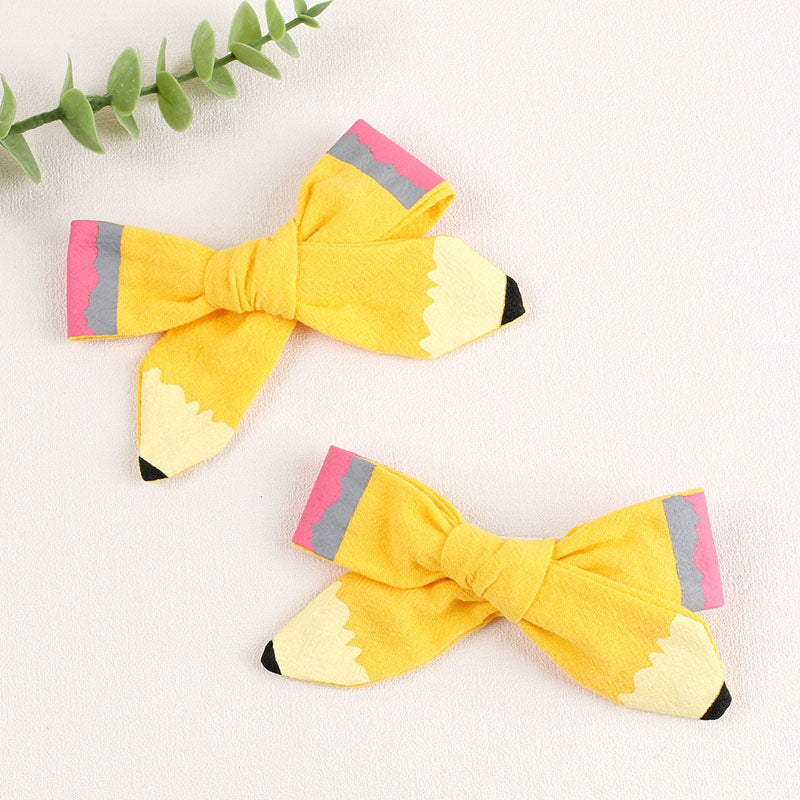 Set of Two Back to School Pencil Bow