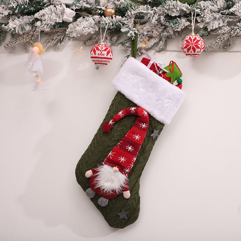 Dwarf Pattern Knitted Christmas Stocking