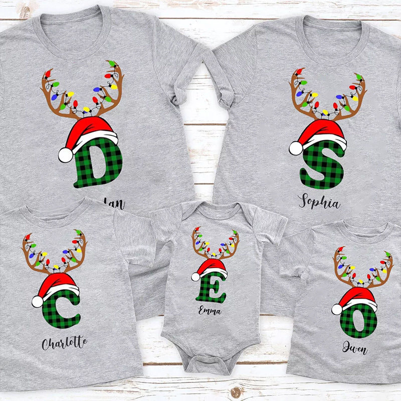Antlers Christmas Hat Family Shirts