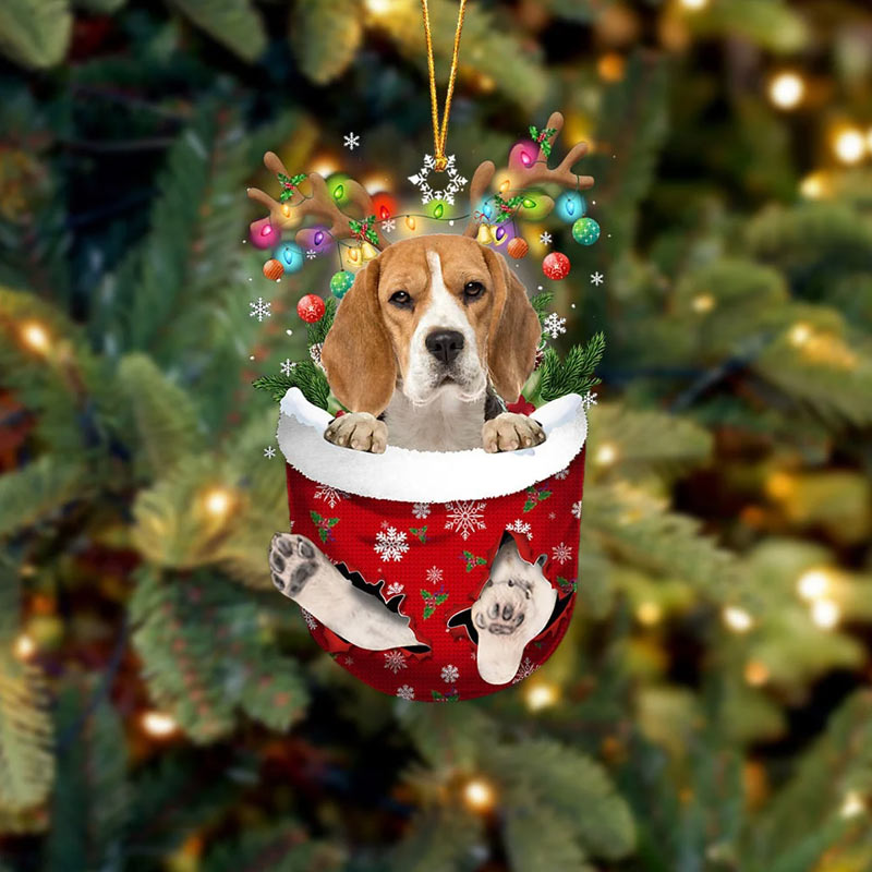 Beagle In Snow Pocket Ornament