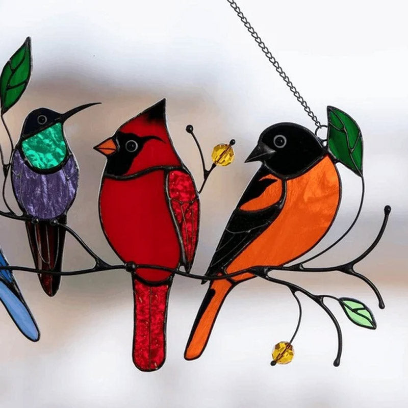 Birds Stained  Window  Panel Hangings