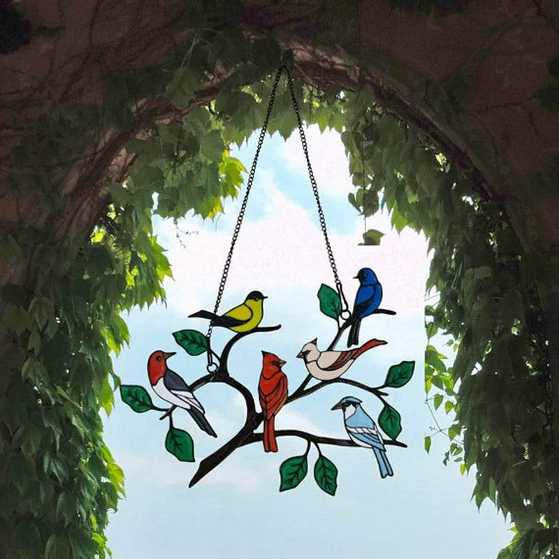 Birds Stained  Window  Panel Hangings