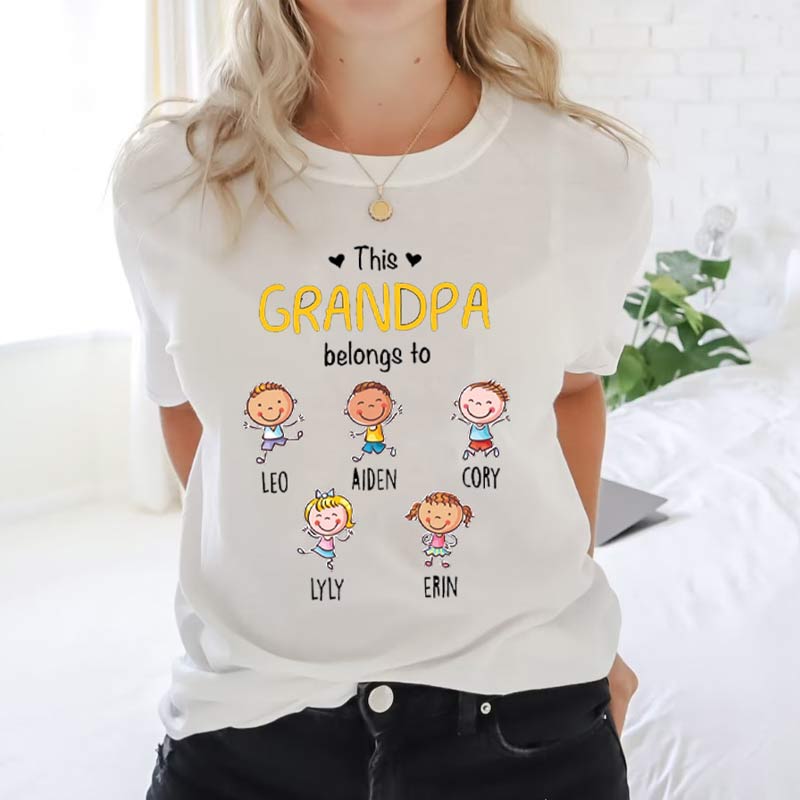 Custom This Grandpa Or Grandma Belongs To Grandchild Name Shirt
