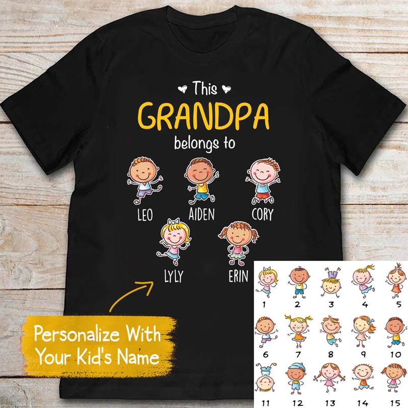 Custom This Grandpa Or Grandma Belongs To Grandchild Name Shirt