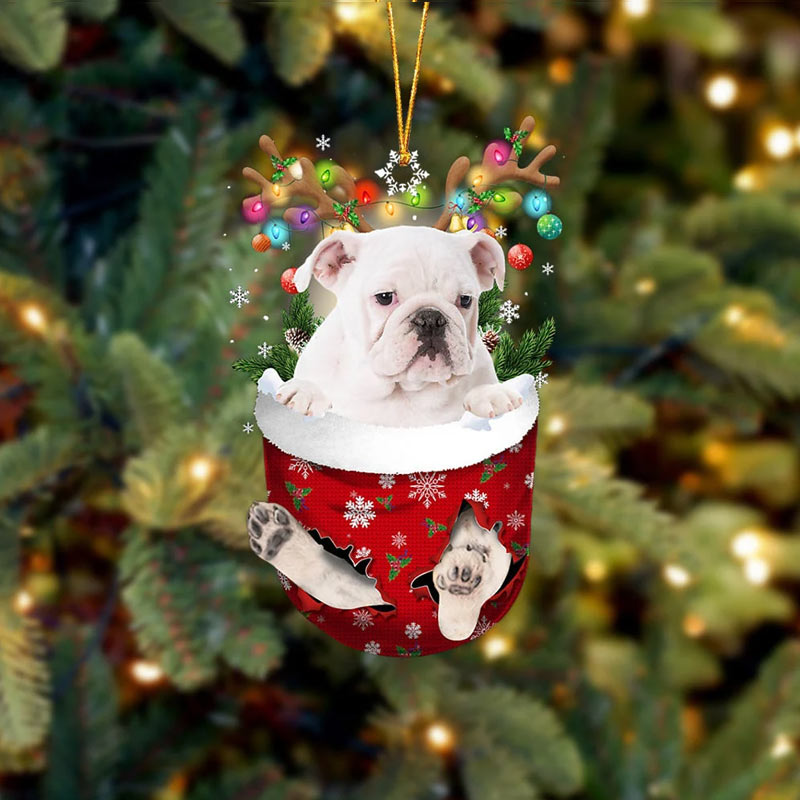 English Bulldog In Snow Pocket Ornament