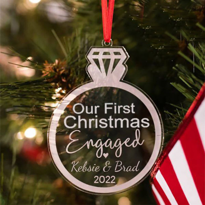 Personalization First Christmas Gift for Couple 2022 Diamand Ornament