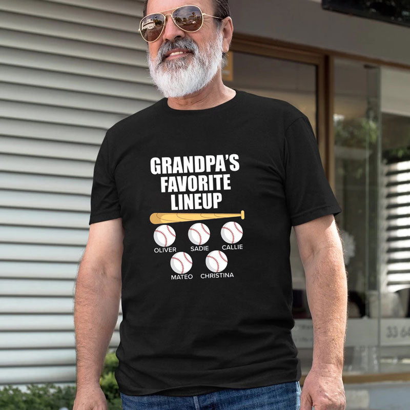 Grandpa's Favorite Lineup Personalized Baseball Shirt