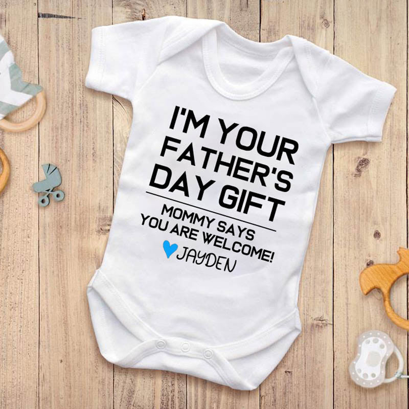 Happy Father's Day Personalized Funny Baby Bodysuit