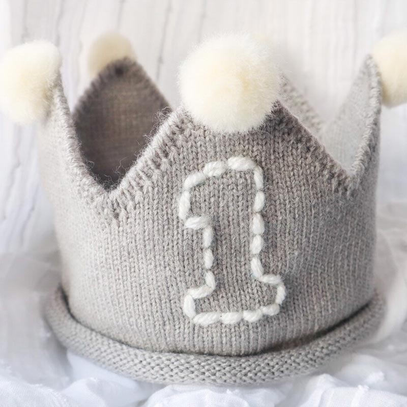 My First Birthday Wool Baby Crown