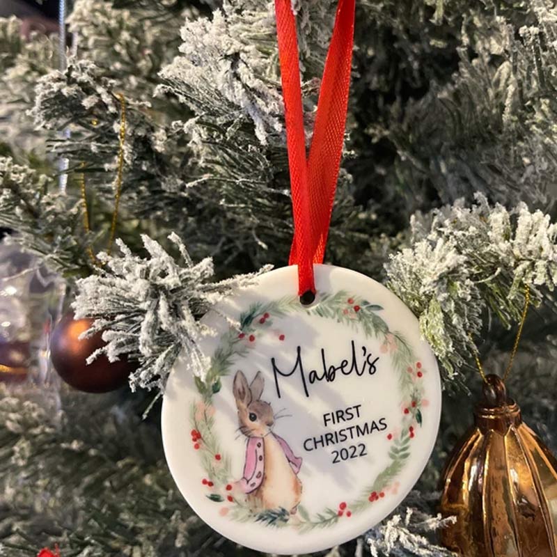 Personalised Baby First Christmas Rabbit Ornament