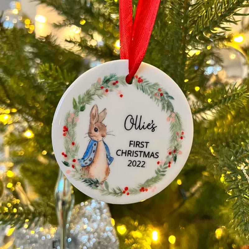 Personalised Baby First Christmas Rabbit Ornament