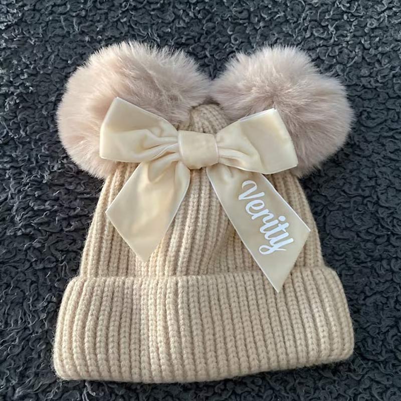 Personalised Double Pom Pom Hat Warm Winter Hat Gift