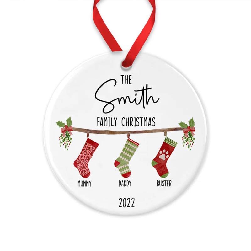 Personalised Hanging Stockings Family Christmas Ornament