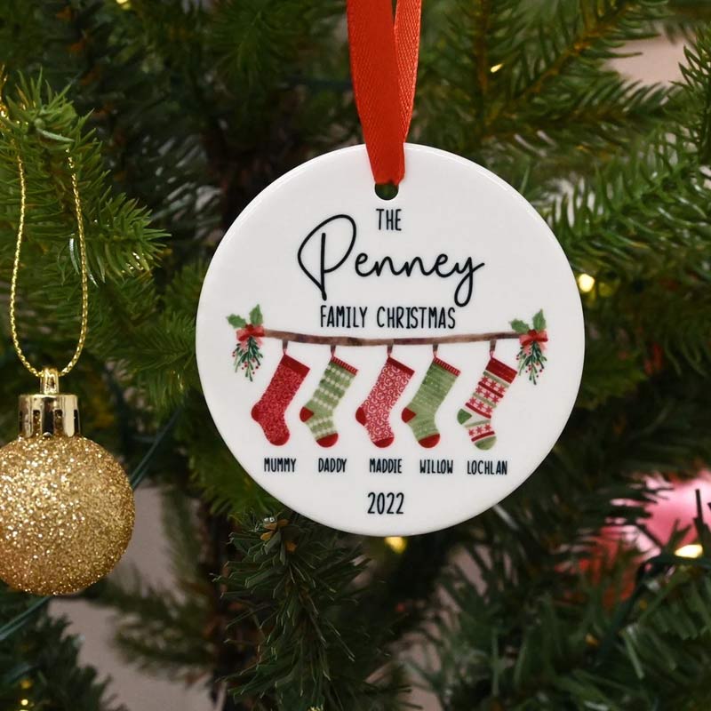 Personalised Hanging Stockings Family Christmas Ornament