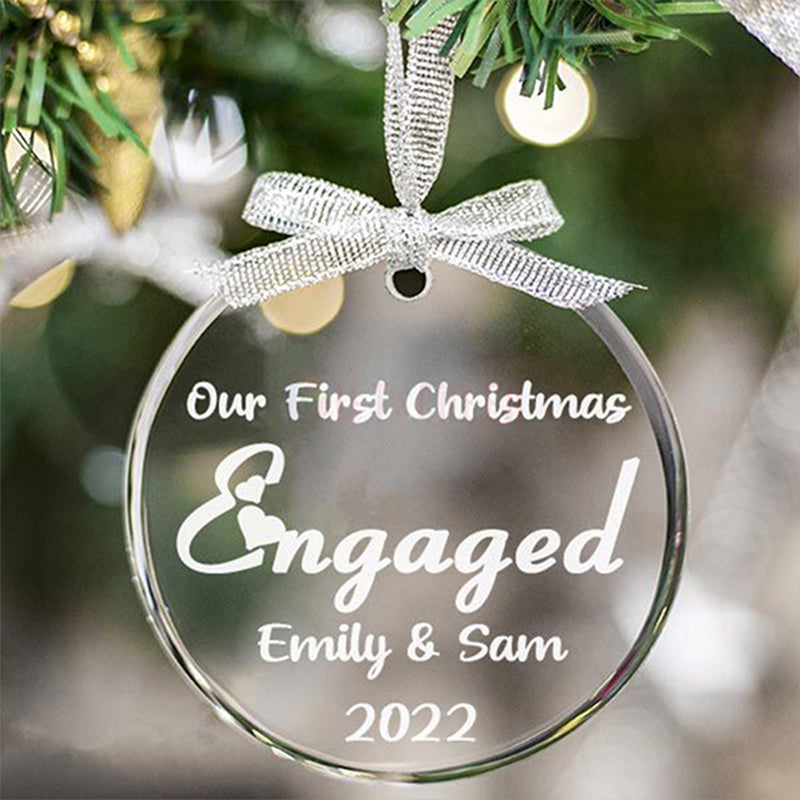 Personalization First Christmas Engaged&Married Glass Ornament