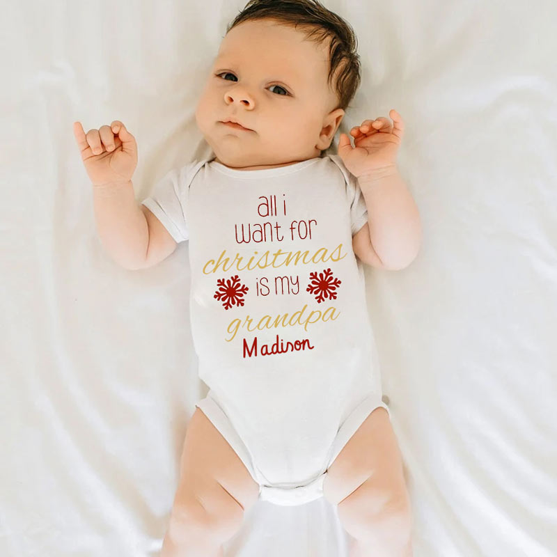 Personalized All I Want for Christmas Baby Onesie