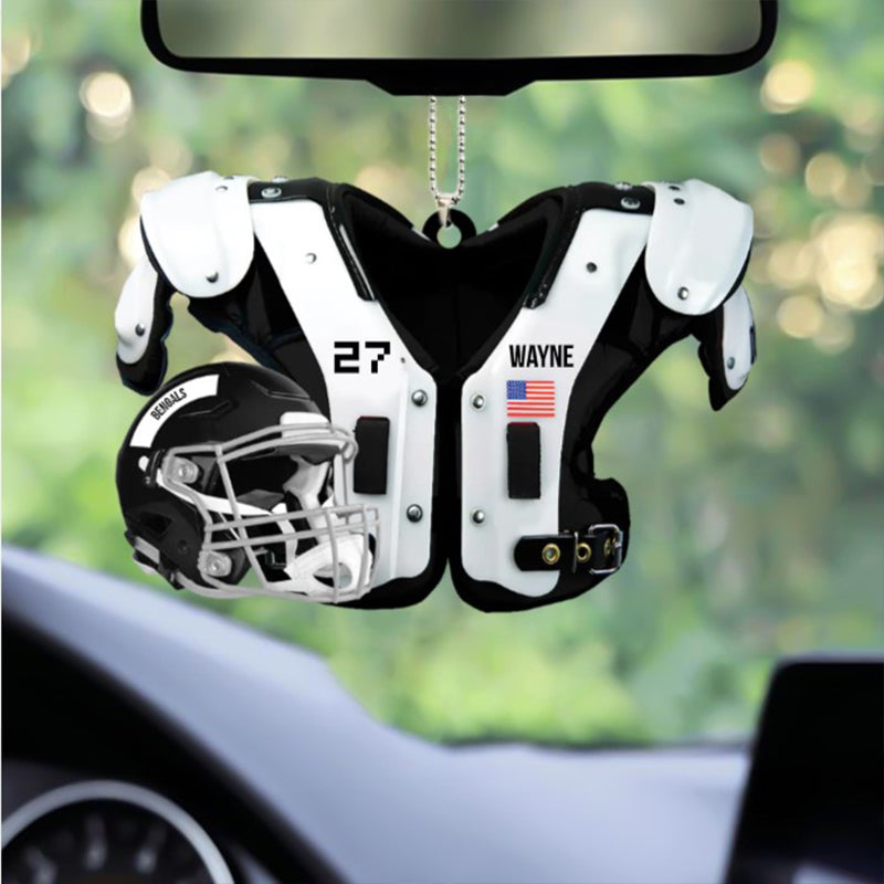Personalized American Football Shoulder Pads Christmas Ornament