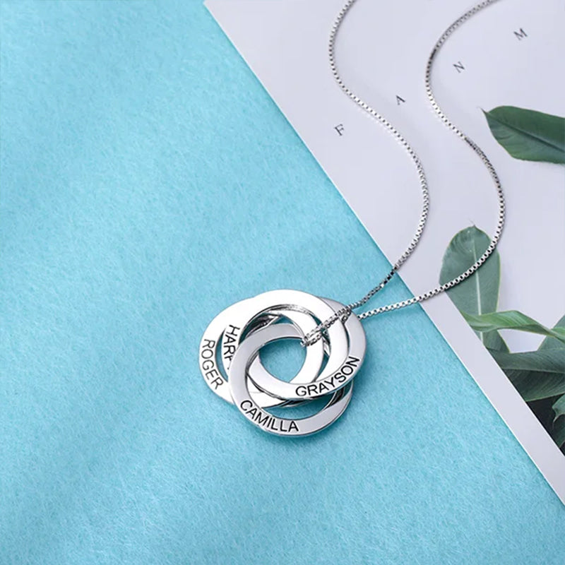 Personalized Engraved Ring Necklace in Sterling Silver