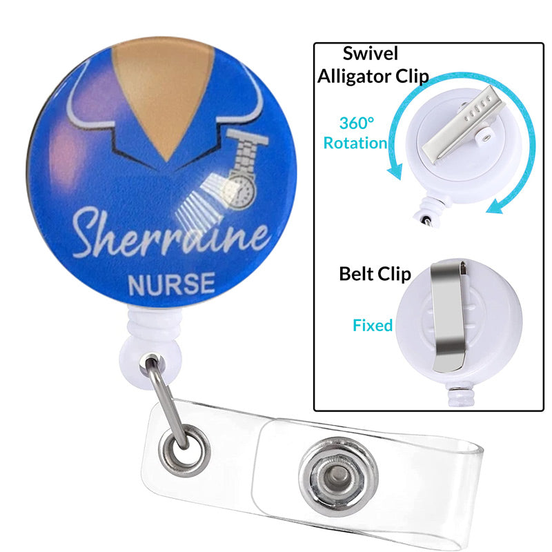 Personalized Fob Watch Retractable ID Card Badge Reel