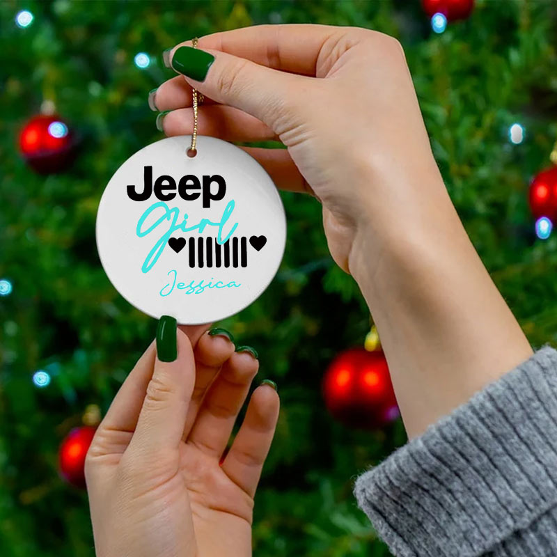 Personalized Jeep Girl Christmas Ornament