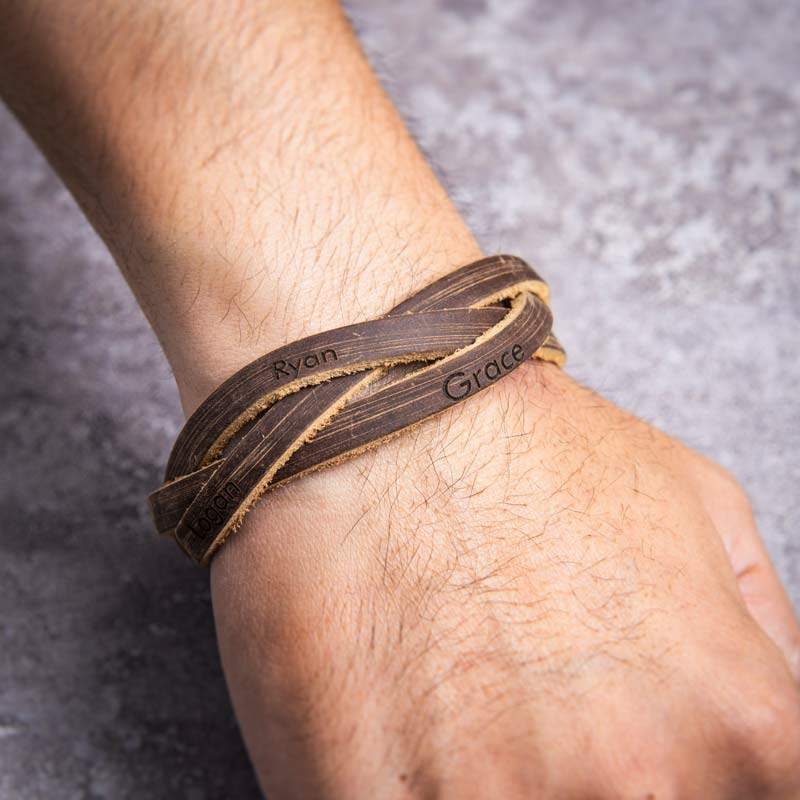 Personalized Leather Bracelet For Men or Women
