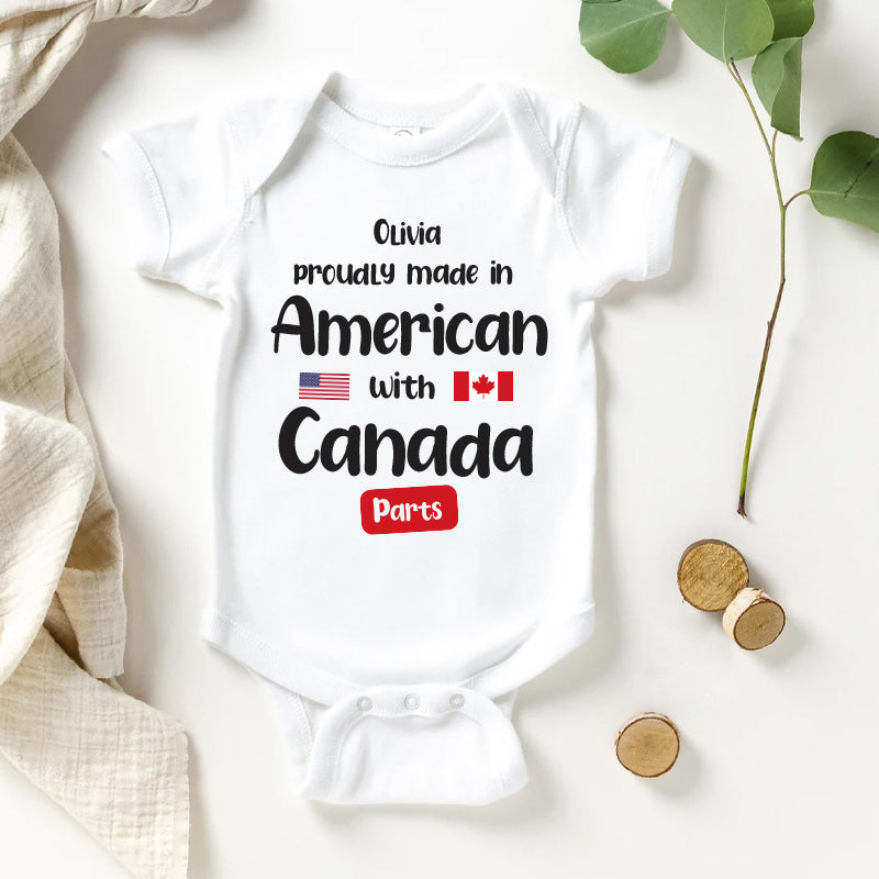 Personalized Made In American With Canada Parts Onesies