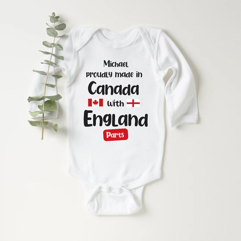 Personalized Made In American With Canada Parts Onesies