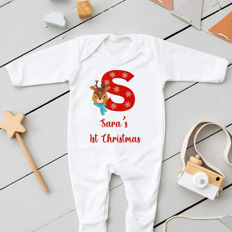 Personalized My 1st Christmas Babygrow Sleepsuit