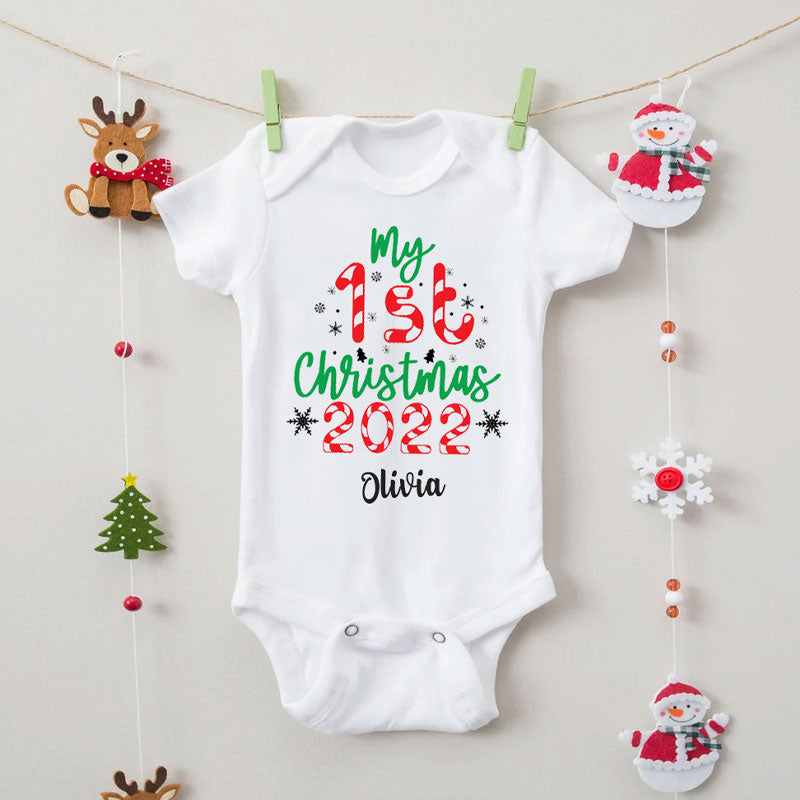 Personalized My First Christmas Baby Sleepsuit