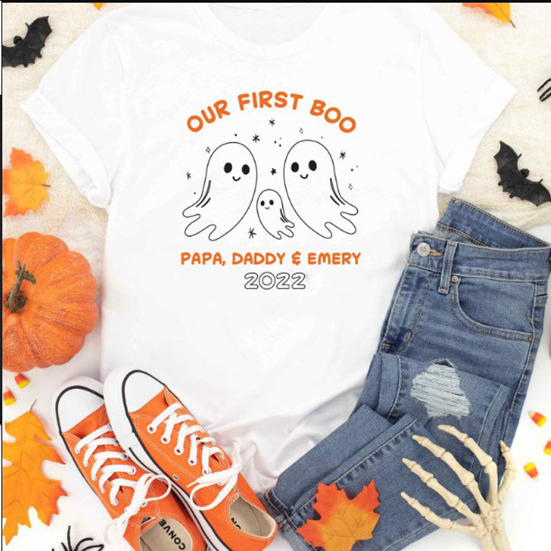 Personalized Our First Boo Halloween Gay Family Shirt