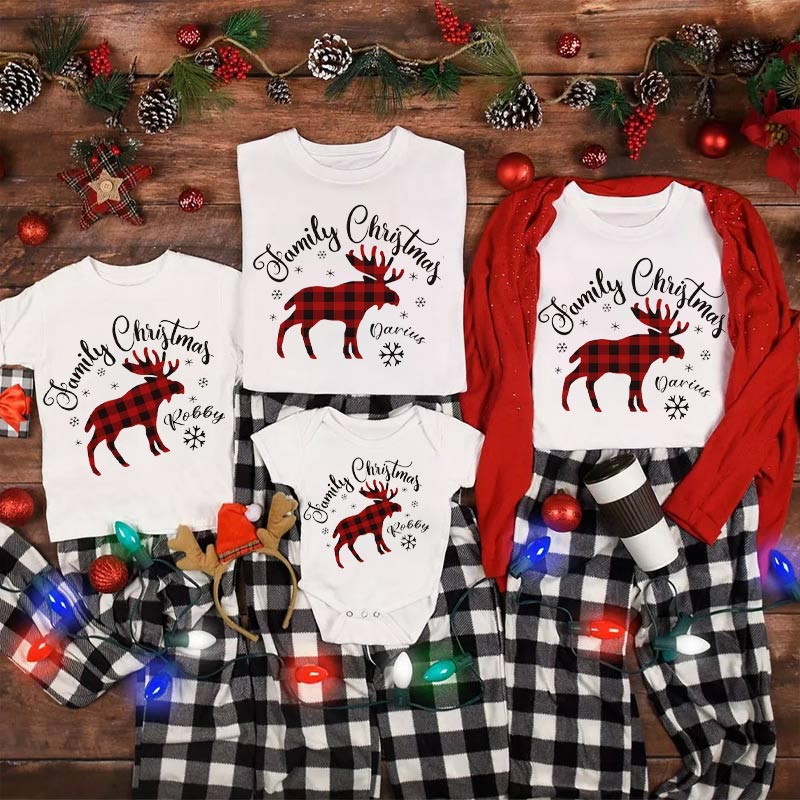 Personalized Reindeer Family Christmas Matching Shirt