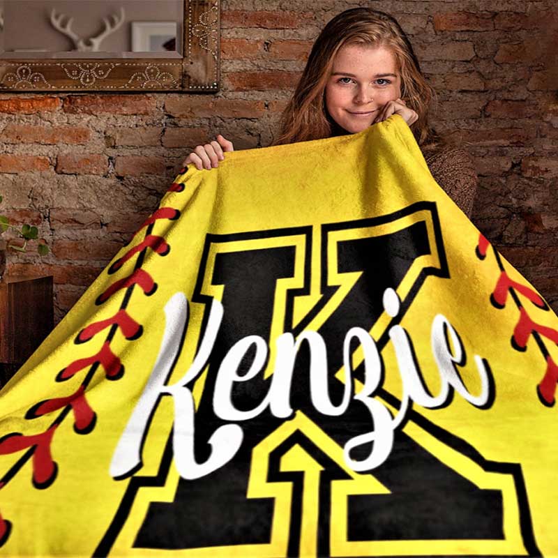 Personalized Softball Flag Blanket