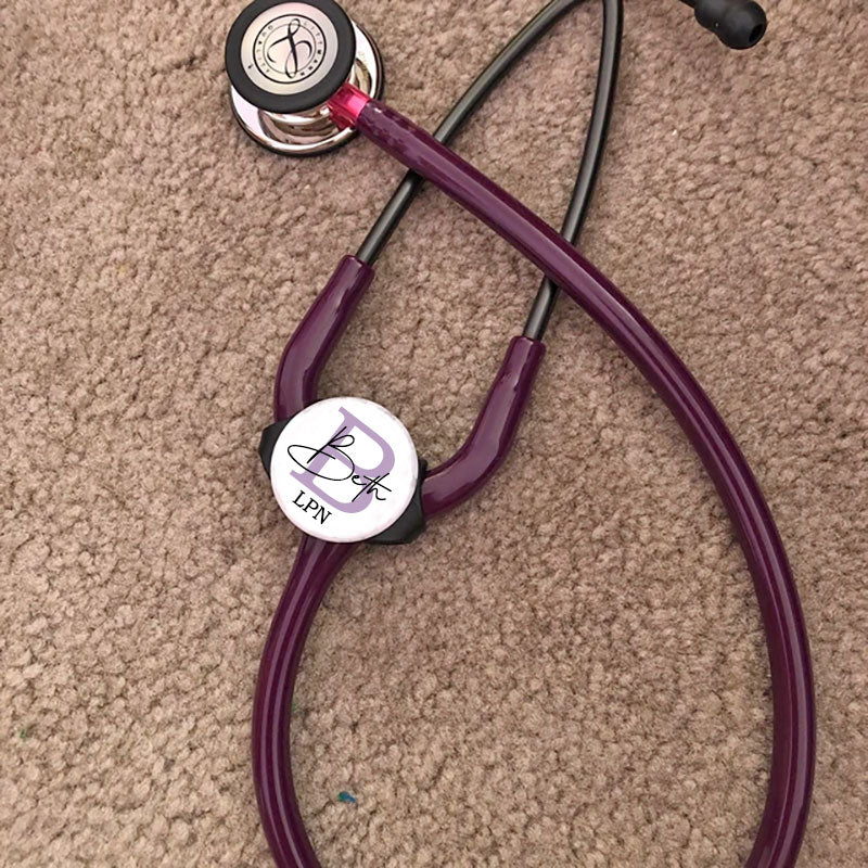 Personalized Stethoscope ID Tag Initial Yoke Style