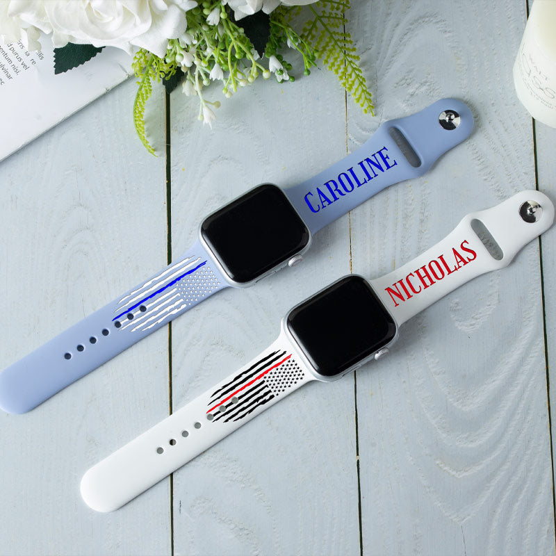 Personalized Thin Blue/Red Line Watch Bands