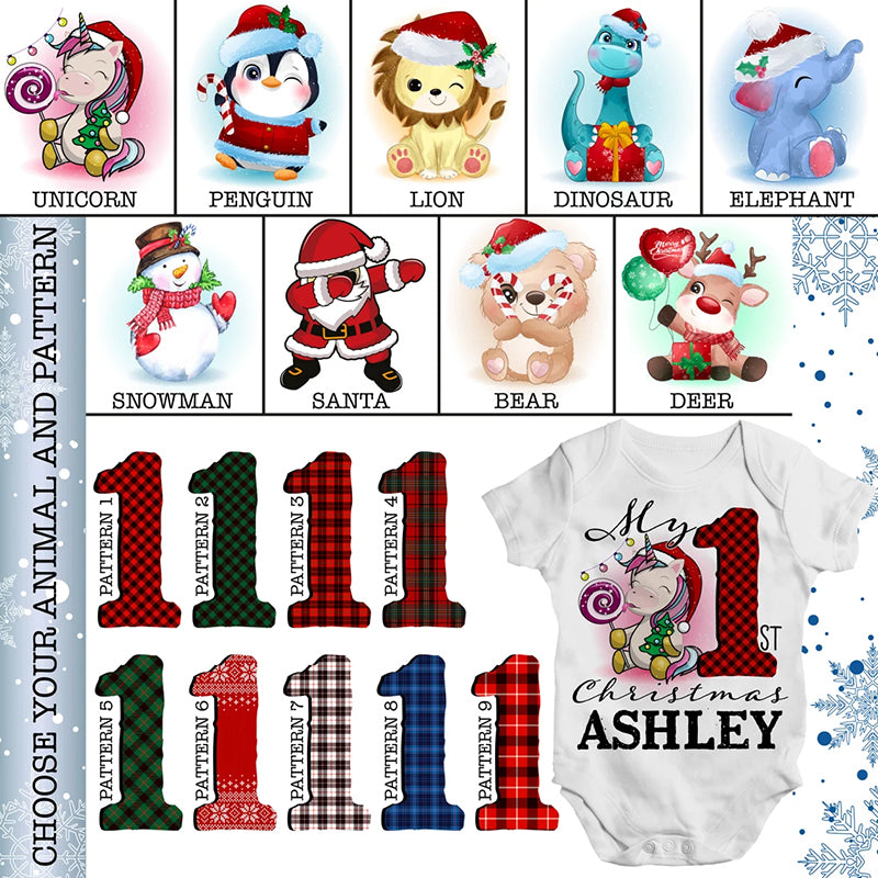 Personalized 1st Christmas Baby Onesie