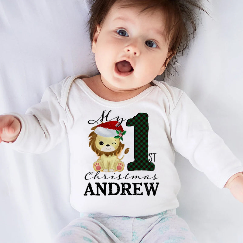 Personalized 1st Christmas Baby Onesie