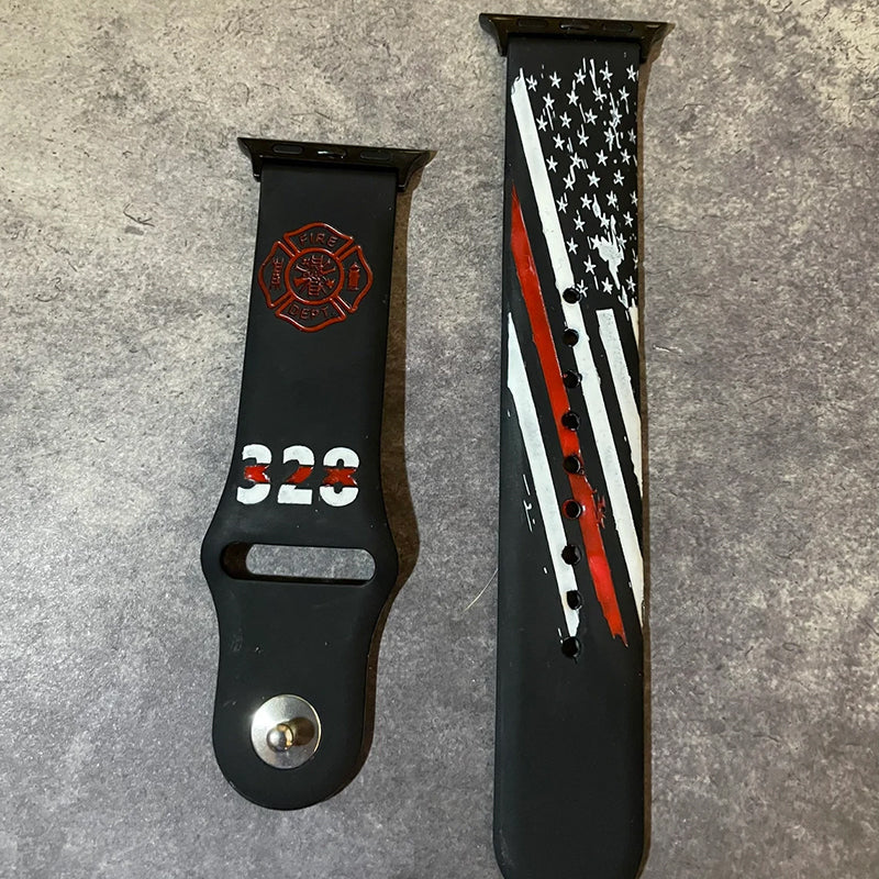 Personalized Firefighter Watch Band Compatible with Apple Watch
