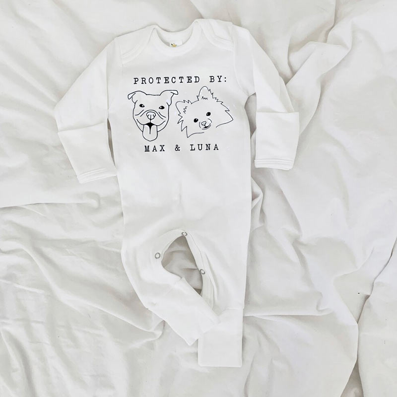 Protected By Dog Or Cat Baby Onesie