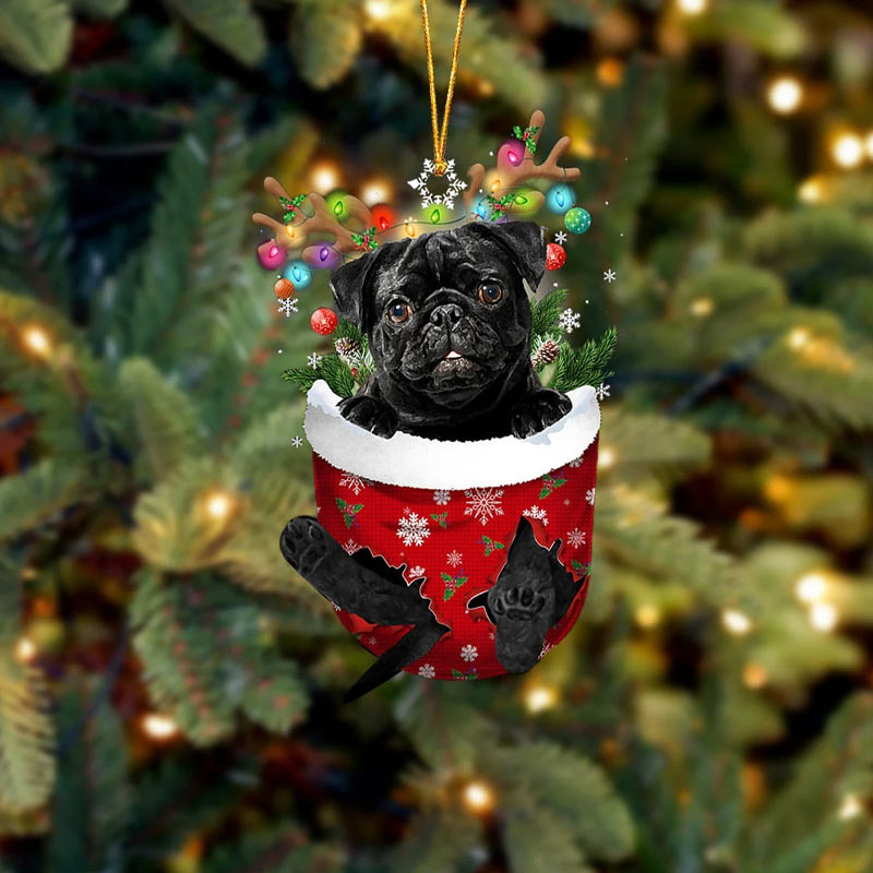 Pug In Snow Pocket Ornament