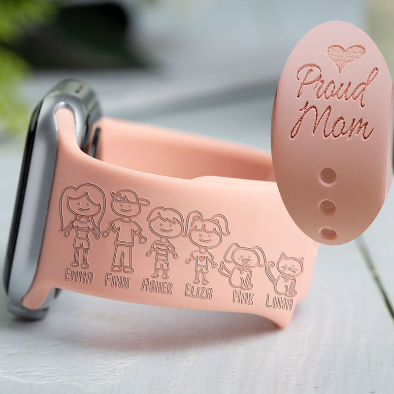 Personalized Silicone Bands Stick Figure Family Watch Bands-Presale